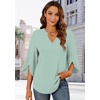 image:imageFindsweet Women Blouses Dressy Casual 34 Sleeve Tops Business Work Chiffon Office V Neck Shirts M4XL34 SleeveLight Cyan