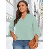 image:imageFindsweet Women Blouses Dressy Casual 34 Sleeve Tops Business Work Chiffon Office V Neck Shirts M4XL34 SleeveLight Cyan
