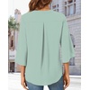 image:imageFindsweet Women Blouses Dressy Casual 34 Sleeve Tops Business Work Chiffon Office V Neck Shirts M4XL34 SleeveLight Cyan