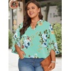 image:imageFindsweet Women Blouses Dressy Casual 34 Sleeve Tops Business Work Chiffon Office V Neck Shirts M4XL34 SleeveMint Green