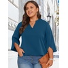 image:imageFindsweet Women Blouses Dressy Casual 34 Sleeve Tops Business Work Chiffon Office V Neck Shirts M4XL34 SleeveMisty Blue