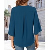 image:imageFindsweet Women Blouses Dressy Casual 34 Sleeve Tops Business Work Chiffon Office V Neck Shirts M4XL34 SleeveMisty Blue