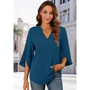 image:imageFindsweet Women Blouses Dressy Casual 34 Sleeve Tops Business Work Chiffon Office V Neck Shirts M4XL34 SleeveMisty Blue