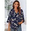 image:imageFindsweet Women Blouses Dressy Casual 34 Sleeve Tops Business Work Chiffon Office V Neck Shirts M4XL34 SleeveNavy Blue Winter Fl