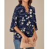 image:imageFindsweet Women Blouses Dressy Casual 34 Sleeve Tops Business Work Chiffon Office V Neck Shirts M4XL34 SleeveNavy Blue Winter Fl