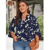 image:imageFindsweet Women Blouses Dressy Casual 34 Sleeve Tops Business Work Chiffon Office V Neck Shirts M4XL34 SleeveNavy Blue Winter Fl
