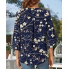 image:imageFindsweet Women Blouses Dressy Casual 34 Sleeve Tops Business Work Chiffon Office V Neck Shirts M4XL34 SleeveNavy Blue Winter Fl