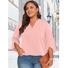 image:imageFindsweet Women Blouses Dressy Casual 34 Sleeve Tops Business Work Chiffon Office V Neck Shirts M4XL34 SleevePink
