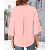 image:imageFindsweet Women Blouses Dressy Casual 34 Sleeve Tops Business Work Chiffon Office V Neck Shirts M4XL34 SleevePink