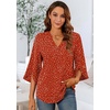 image:imageFindsweet Women Blouses Dressy Casual 34 Sleeve Tops Business Work Chiffon Office V Neck Shirts M4XL34 SleevePolka Dots Red