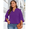 image:imageFindsweet Women Blouses Dressy Casual 34 Sleeve Tops Business Work Chiffon Office V Neck Shirts M4XL34 SleevePurple