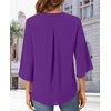 image:imageFindsweet Women Blouses Dressy Casual 34 Sleeve Tops Business Work Chiffon Office V Neck Shirts M4XL34 SleevePurple