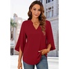 image:imageFindsweet Women Blouses Dressy Casual 34 Sleeve Tops Business Work Chiffon Office V Neck Shirts M4XL34 SleeveRed