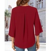 image:imageFindsweet Women Blouses Dressy Casual 34 Sleeve Tops Business Work Chiffon Office V Neck Shirts M4XL34 SleeveRed