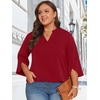 image:imageFindsweet Women Blouses Dressy Casual 34 Sleeve Tops Business Work Chiffon Office V Neck Shirts M4XL34 SleeveRed