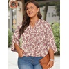 image:imageFindsweet Women Blouses Dressy Casual 34 Sleeve Tops Business Work Chiffon Office V Neck Shirts M4XL34 SleeveRed Flower White
