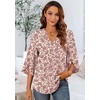 image:imageFindsweet Women Blouses Dressy Casual 34 Sleeve Tops Business Work Chiffon Office V Neck Shirts M4XL34 SleeveRed Flower White