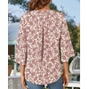 image:imageFindsweet Women Blouses Dressy Casual 34 Sleeve Tops Business Work Chiffon Office V Neck Shirts M4XL34 SleeveRed Flower White