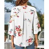 image:imageFindsweet Women Blouses Dressy Casual 34 Sleeve Tops Business Work Chiffon Office V Neck Shirts M4XL34 SleeveRose White