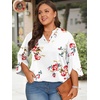 image:imageFindsweet Women Blouses Dressy Casual 34 Sleeve Tops Business Work Chiffon Office V Neck Shirts M4XL34 SleeveRose White