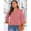 image:imageFindsweet Women Blouses Dressy Casual 34 Sleeve Tops Business Work Chiffon Office V Neck Shirts M4XL34 SleeveRouge