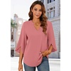 image:imageFindsweet Women Blouses Dressy Casual 34 Sleeve Tops Business Work Chiffon Office V Neck Shirts M4XL34 SleeveRouge