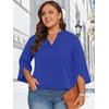 image:imageFindsweet Women Blouses Dressy Casual 34 Sleeve Tops Business Work Chiffon Office V Neck Shirts M4XL34 SleeveRoyal Blue