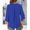 image:imageFindsweet Women Blouses Dressy Casual 34 Sleeve Tops Business Work Chiffon Office V Neck Shirts M4XL34 SleeveRoyal Blue