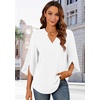 image:imageFindsweet Women Blouses Dressy Casual 34 Sleeve Tops Business Work Chiffon Office V Neck Shirts M4XL34 SleeveWhite