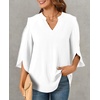 image:imageFindsweet Women Blouses Dressy Casual 34 Sleeve Tops Business Work Chiffon Office V Neck Shirts M4XL34 SleeveWhite