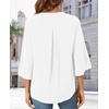 image:imageFindsweet Women Blouses Dressy Casual 34 Sleeve Tops Business Work Chiffon Office V Neck Shirts M4XL34 SleeveWhite
