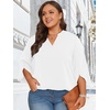 image:imageFindsweet Women Blouses Dressy Casual 34 Sleeve Tops Business Work Chiffon Office V Neck Shirts M4XL34 SleeveWhite