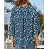 image:imageFindsweet Women Blouses Dressy Casual 34 Sleeve Tops Business Work Chiffon Office V Neck Shirts M4XLBluewhite Daisy