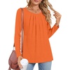 image:imageFindsweet Womens Long Sleeve Tunic Tops Dressy Casual Crewneck Pleated Shirts Fashion TrendyRound Neckorange