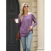 image:imageFindsweet Womens Long Sleeve Tunic Tops Dressy Casual Crewneck Pleated Shirts Fashion TrendyRound Neckorange