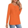image:imageFindsweet Womens Long Sleeve Tunic Tops Dressy Casual Crewneck Pleated Shirts Fashion TrendyRound Neckorange