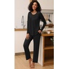image:imageFindsweet Womens Pajama Set 2 Piece Lounge Outfits Soft Sleepwear Fall Long Sleeve Long Pant With Pockets Ladies Pjs S3XLBlack