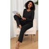 image:imageFindsweet Womens Pajama Set 2 Piece Lounge Outfits Soft Sleepwear Fall Long Sleeve Long Pant With Pockets Ladies Pjs S3XLBlack