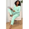 image:imageFindsweet Womens Pajama Set 2 Piece Lounge Outfits Soft Sleepwear Fall Long Sleeve Long Pant With Pockets Ladies Pjs S3XLButterfly Green