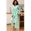 image:imageFindsweet Womens Pajama Set 2 Piece Lounge Outfits Soft Sleepwear Fall Long Sleeve Long Pant With Pockets Ladies Pjs S3XLButterfly Green