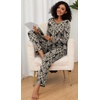 image:imageFindsweet Womens Pajama Set 2 Piece Lounge Outfits Soft Sleepwear Fall Long Sleeve Long Pant With Pockets Ladies Pjs S3XLFloral Khakiblack