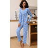 image:imageFindsweet Womens Pajama Set 2 Piece Lounge Outfits Soft Sleepwear Fall Long Sleeve Long Pant With Pockets Ladies Pjs S3XLLight Blue Floral
