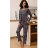 image:imageFindsweet Womens Pajama Set 2 Piece Lounge Outfits Soft Sleepwear Fall Long Sleeve Long Pant With Pockets Ladies Pjs S3XLLittle Flower Black