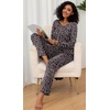 image:imageFindsweet Womens Pajama Set 2 Piece Lounge Outfits Soft Sleepwear Fall Long Sleeve Long Pant With Pockets Ladies Pjs S3XLLittle Flower Black