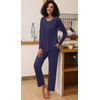 image:imageFindsweet Womens Pajama Set 2 Piece Lounge Outfits Soft Sleepwear Fall Long Sleeve Long Pant With Pockets Ladies Pjs S3XLNavy Blue