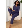 image:imageFindsweet Womens Pajama Set 2 Piece Lounge Outfits Soft Sleepwear Fall Long Sleeve Long Pant With Pockets Ladies Pjs S3XLNavy Blue