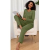 image:imageFindsweet Womens Pajama Set 2 Piece Lounge Outfits Soft Sleepwear Fall Long Sleeve Long Pant With Pockets Ladies Pjs S3XLOlive Green