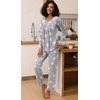 image:imageFindsweet Womens Pajama Set 2 Piece Lounge Outfits Soft Sleepwear Fall Long Sleeve Long Pant With Pockets Ladies Pjs S3XLPink Star Grey
