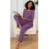 image:imageFindsweet Womens Pajama Set 2 Piece Lounge Outfits Soft Sleepwear Fall Long Sleeve Long Pant With Pockets Ladies Pjs S3XLPurple Red
