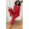 image:imageFindsweet Womens Pajama Set 2 Piece Lounge Outfits Soft Sleepwear Fall Long Sleeve Long Pant With Pockets Ladies Pjs S3XLRed